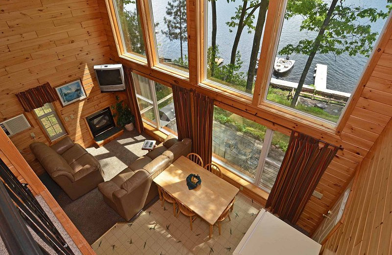 Cabin interior at Oak Shores Resort.