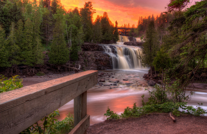Waterfall at Lutsen Resort on Lake Superior.