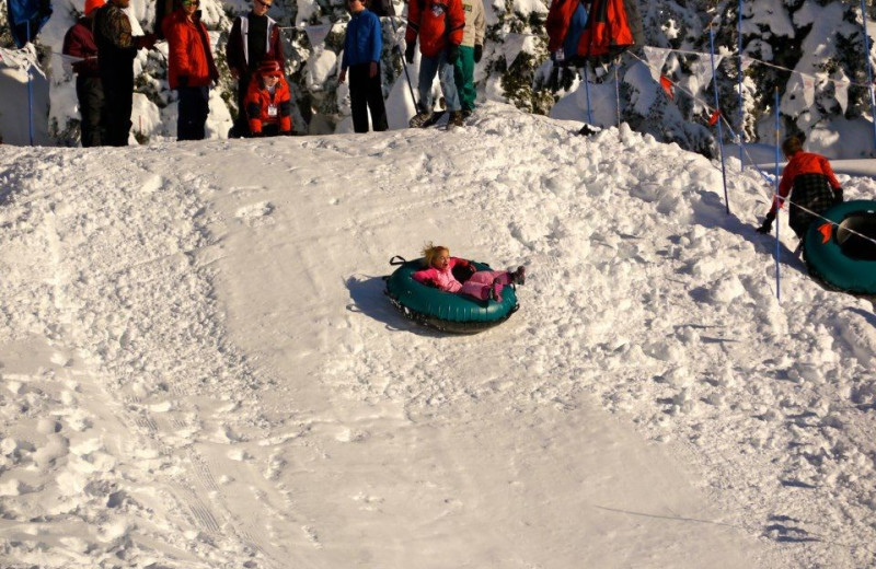 Snow tubing near Olympic View Cabins.