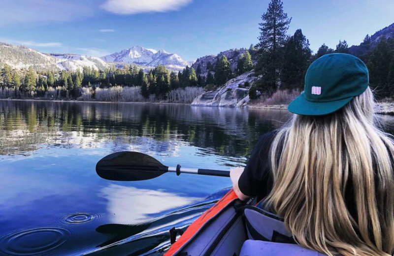 Kayaking at Lake Front Cabins.