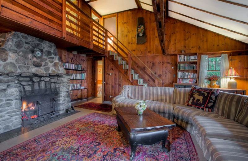 Lodge living room at Cottage Place on Squam Lake.