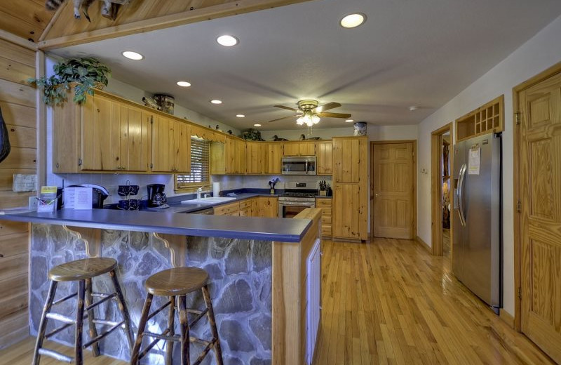 Rental kitchen at My Mountain Cabin Rentals.