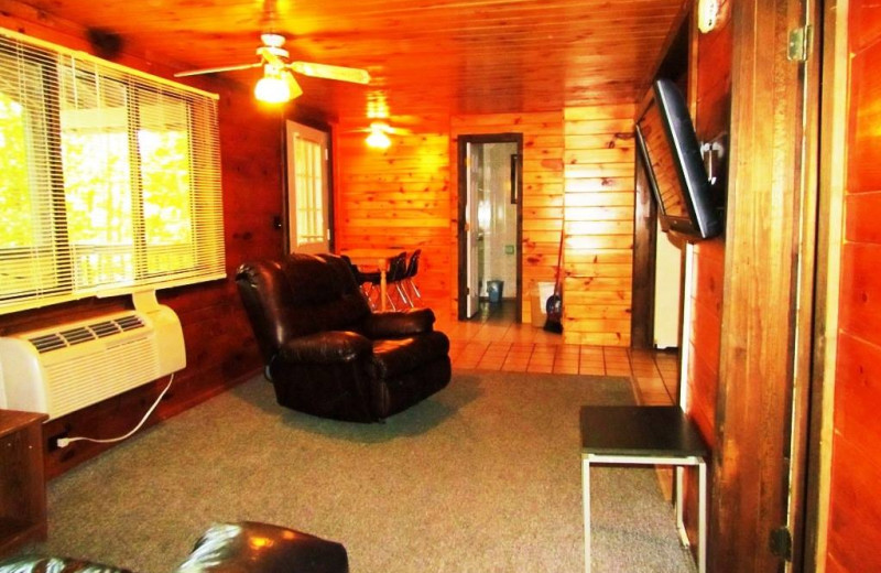 Cabin living room at The Depe Dene Resort.