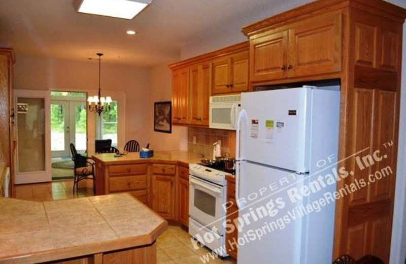 Rental kitchen at Hot Springs Village Rentals.