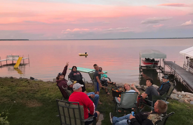 Family on lake at Barky's Resort.