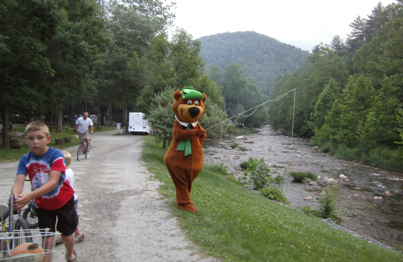 Fishing by the river at Yogi in the Smokies.