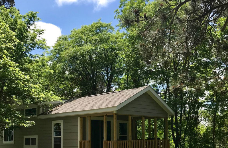 Cabin exterior at Breezy Point Resort on Straight Lake.