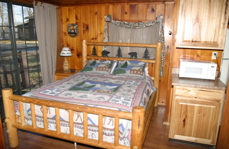 Unit bedroom at Lakeview Resort.