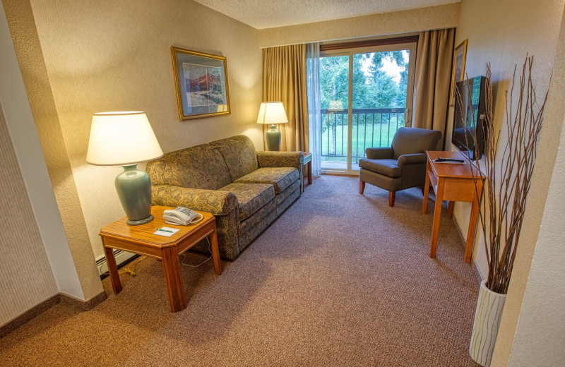 Guest room at Sophie Station Suites.