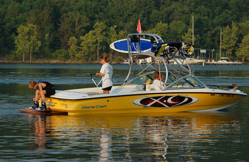 Boating on the lake at Alpine Lodge Resort.