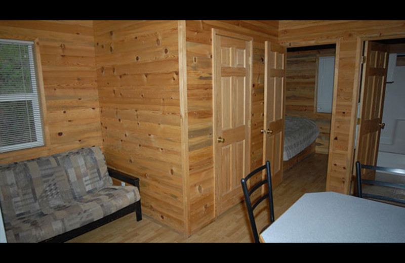 Cabin interior at Sourdough Lodge.