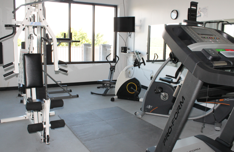 Fitness room at Treehouse on the Lake.