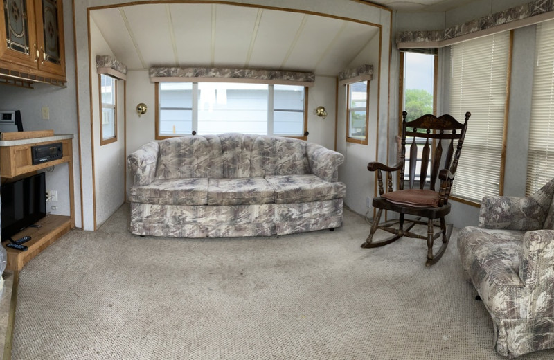 Cabin interior at Pelican Motel.