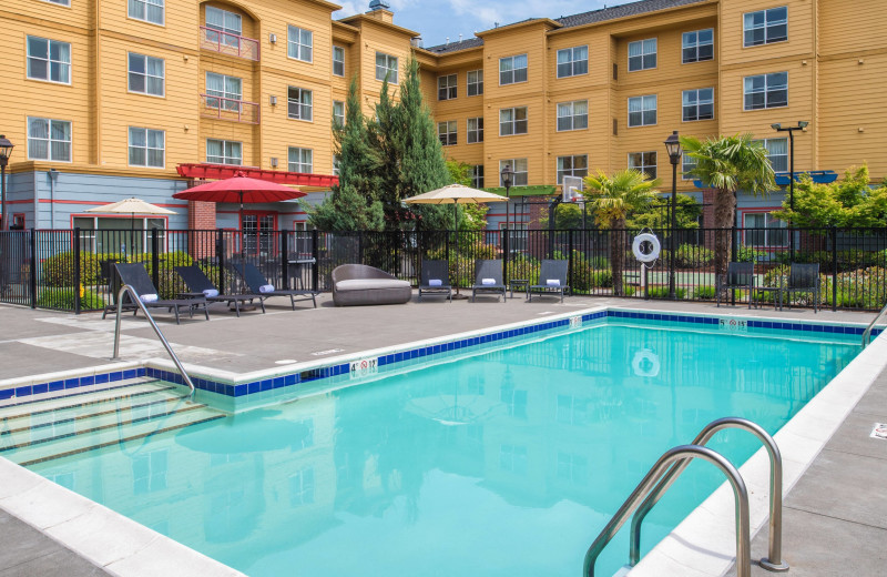 Outdoor pool at Residence Inn Portland North Harbour.