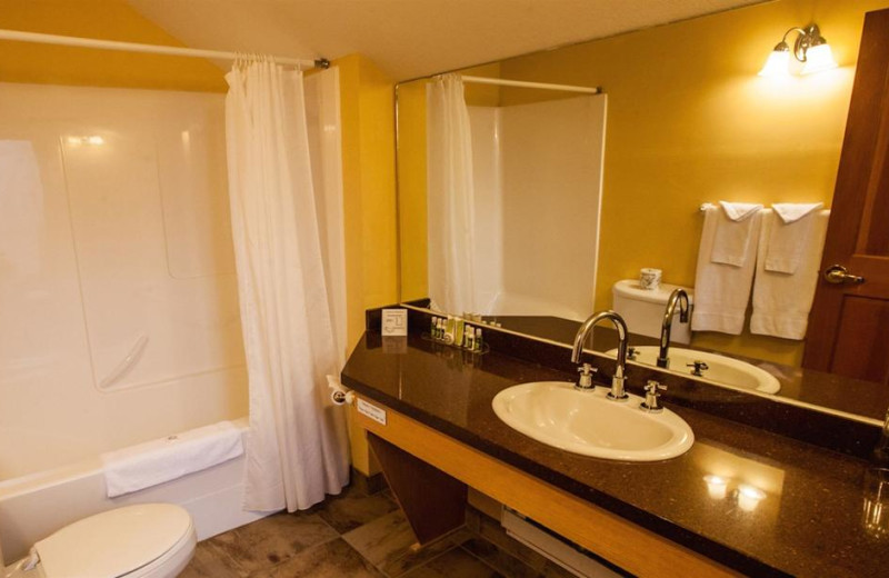 Guest bathroom at Glacier House Resort.