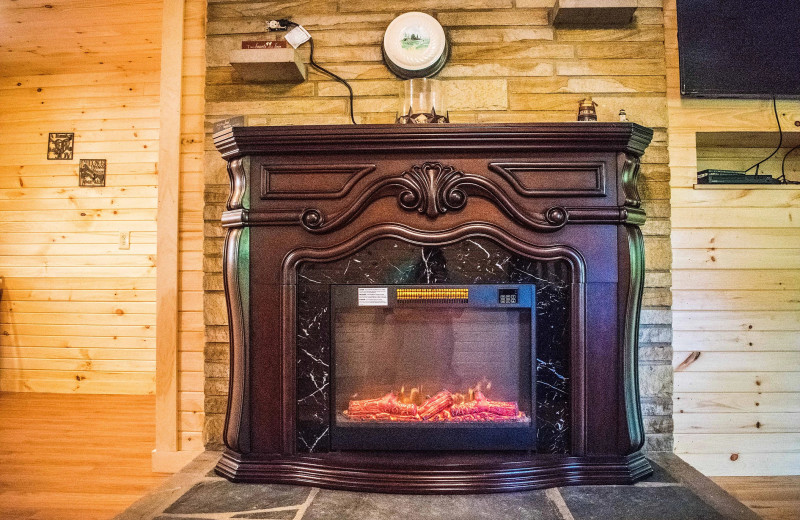 Cabin fireplace at Hocking Hills Cozy Cabins.