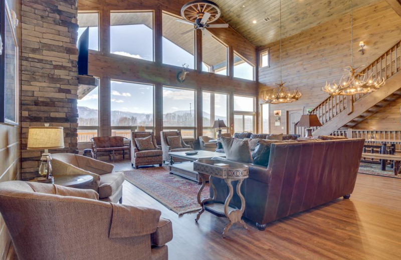 Rental living room at Big Cabins.