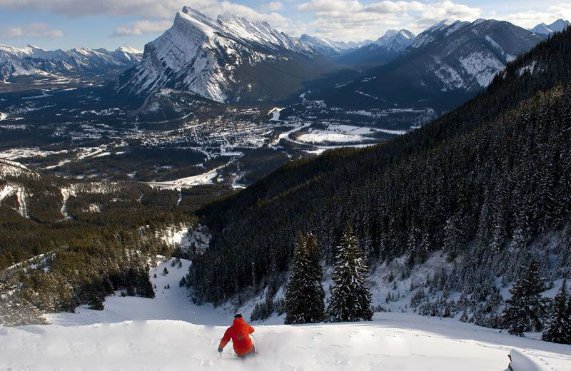 Skiing down the slopes at The Fox Hotel.