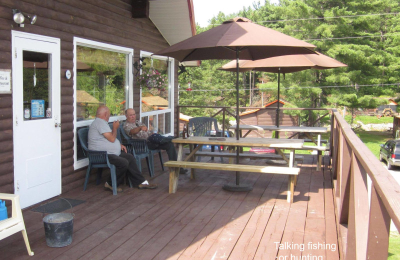 Cabin porch at Wolseley Lodge.