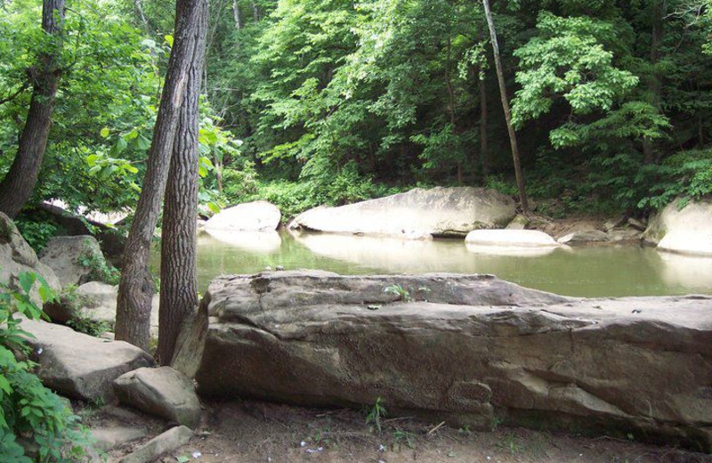 Honey Run Waterfall at Sunset Ridge Log Cabins.