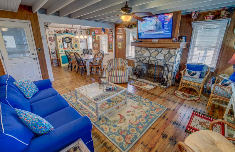 Rental living room at Outer Banks Blue Vacation Rentals.