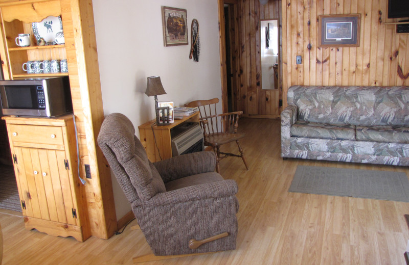 Cabin interior at Mill Lake Resort.