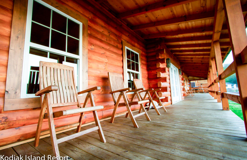 Porch view at Alaska's Kodiak Island Resort.