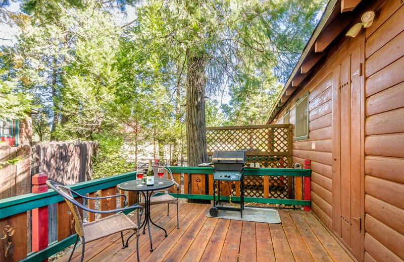 Cabin deck at Arrowhead Pine Rose Cabins.