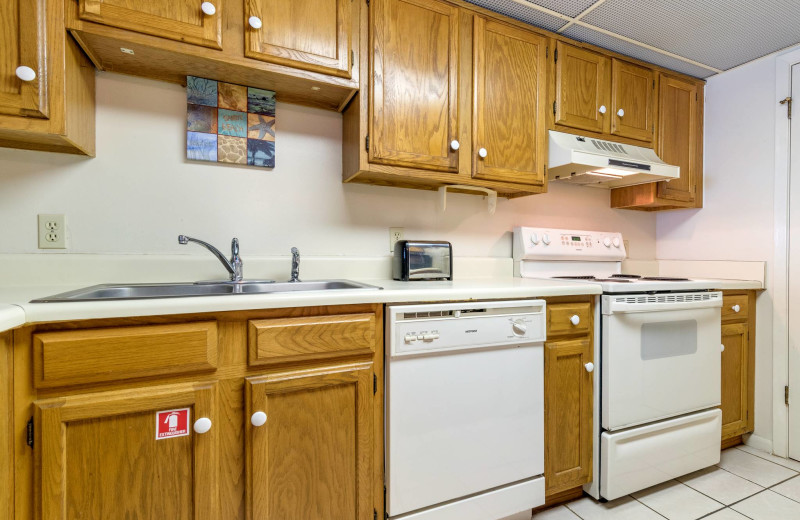 Rental kitchen at Bender Realty Vacation Rentals.