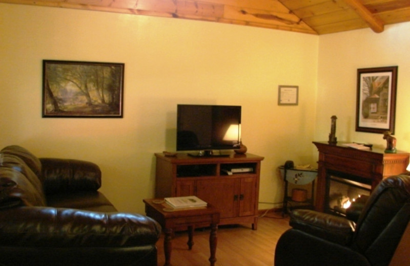 Cabin living room at Lazy Lane Cabins.