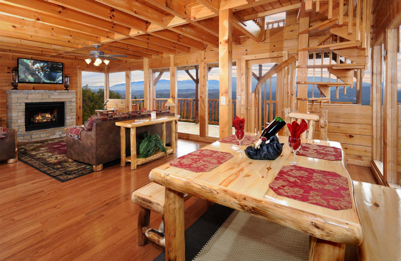 Cabin living room at Outrageous Cabins LLC.