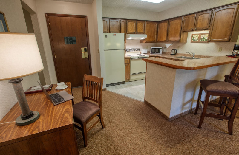 Guest kitchen at Sophie Station Suites.