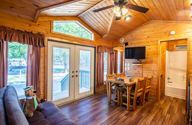 Cabin interior at Yogi Bear's Jellystone Park Tower Park.