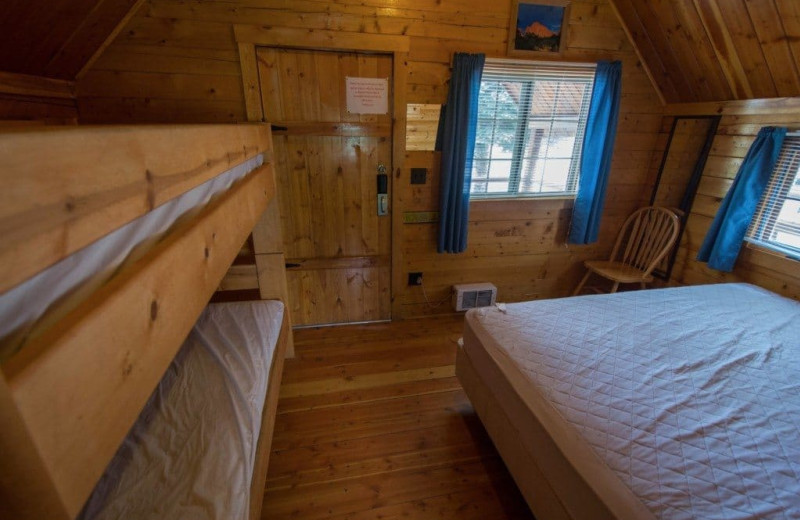 Cabin bedroom at Colorado Springs KOA.