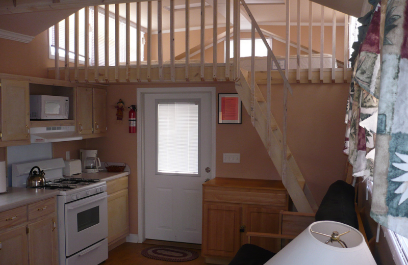 Cabin kitchen at American RV Park.