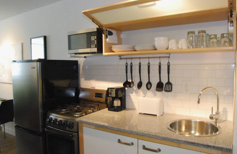 Guest kitchen at BCA Furnished Apartments.