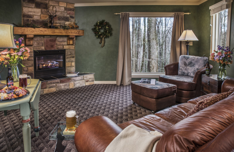 The Muir Cottage living room at Glenlaurel, A Scottish Inn & Cottages.