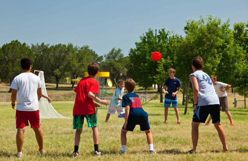 Disc golf at Camp Balcones Spring.