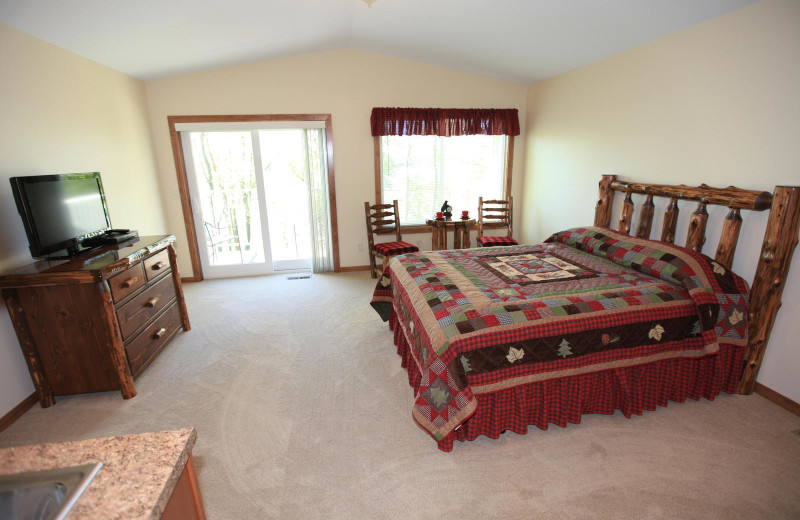 Guest room at East Silent Lake Resort.