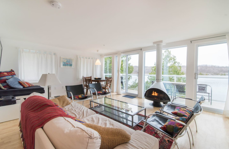 Cottage living room at Bobs Lake Cottages.