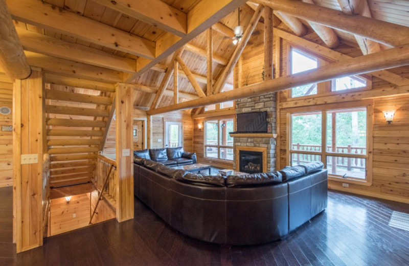 Cabin living room at Cut Above Cabins.