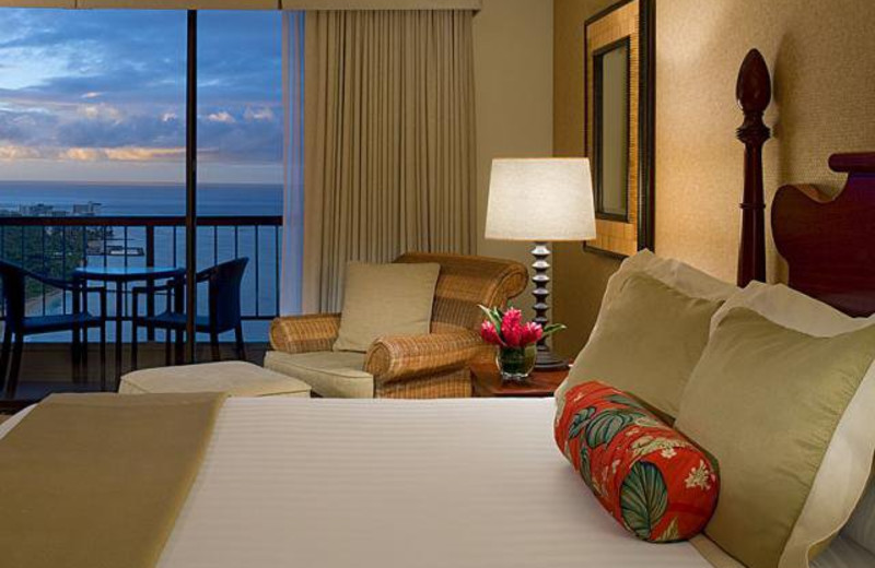 Ocean view bed room at Hyatt Regency Waikiki Resort & Spa.