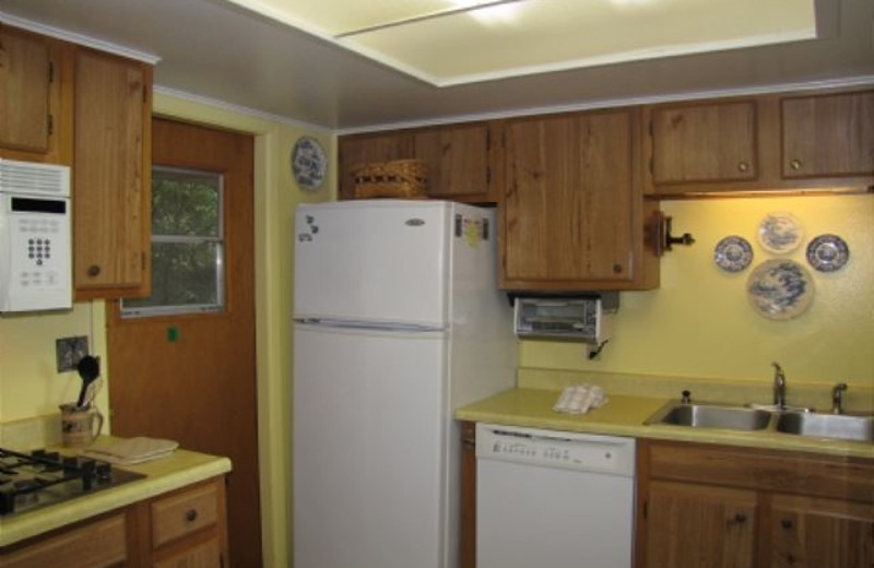 Rental kitchen at Mountain Lake Rentals.