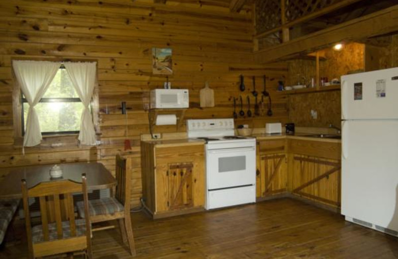 Cabin kitchen at Buffalo River Outfitters.