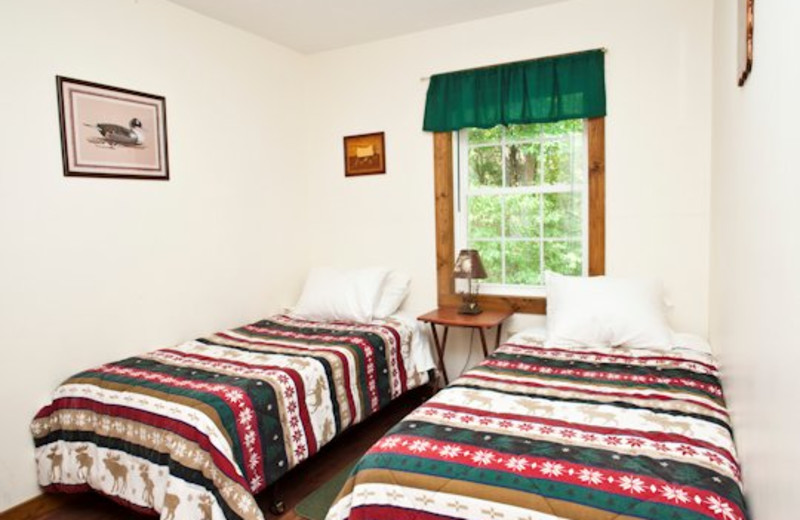 Double bed view at Willowbrook Cabins.