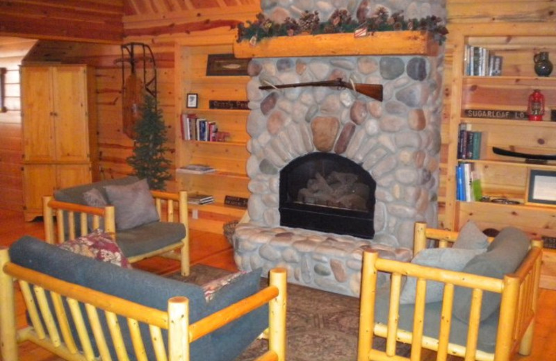 Fireplace living room at Mountain Springs Lodge.