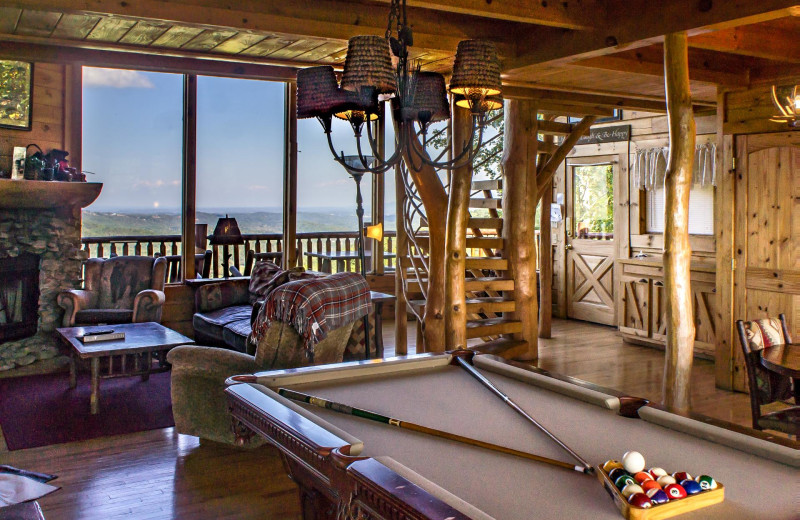 Rental living room at Natural Retreats Great Smoky Mountains.