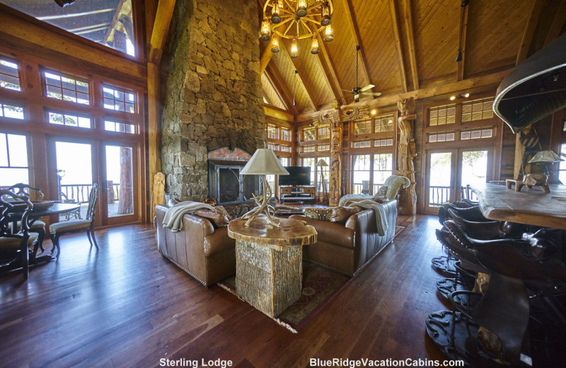 Cabin living room at Blue Ridge Vacation Cabins. 