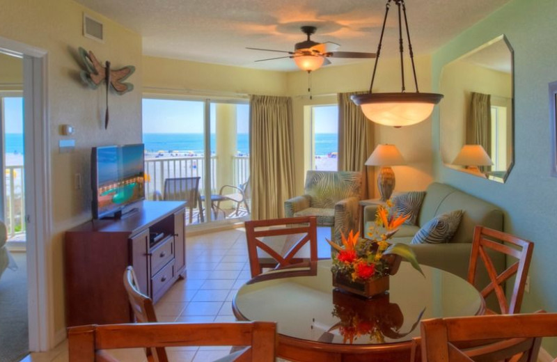 Guest room at Sunset Vistas Beachfront Suites.