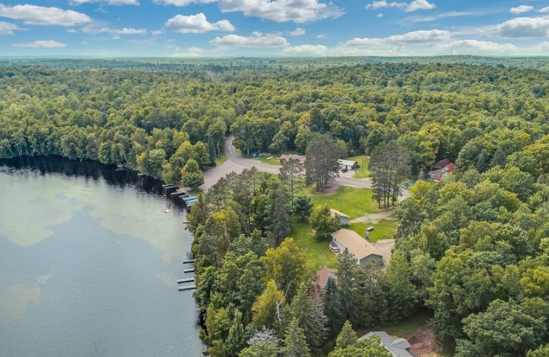 Aerial view of Louie's Landing on Moose Lake.